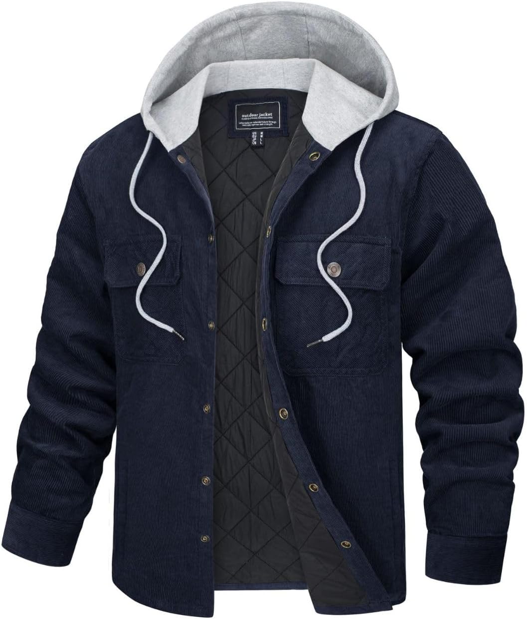 Kinkia Mens Corduroy Jacket Winter Cotton Warm Long Sleeve